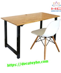 Bàn làm việc khung sắt mặt gỗ đẹp, giá rẻ