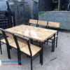 Bàn Ghế Chân Sắt Mặt Gỗ Ghế Nổi