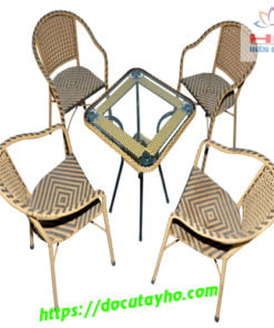 Bộ Bàn Ghế Cafe Nhựa Giả Mây 3