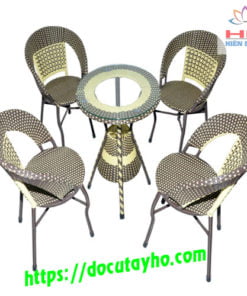 Bộ Bàn Ghế Cafe Nhựa Giả Mây 4