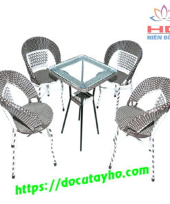 Bộ Bàn Ghế Cafe Nhựa Giả Mây 5
